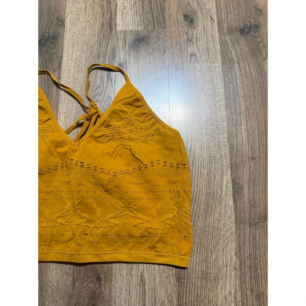 Free People Bralette Womens One Size Mustard Yellow Adult Crochet Strappy